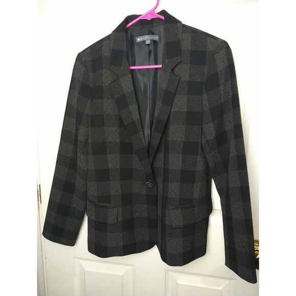 Elliott Lauren Woman 6 Blazer Black Plaid One Button Formal Professional Core - Picture 1 of 9